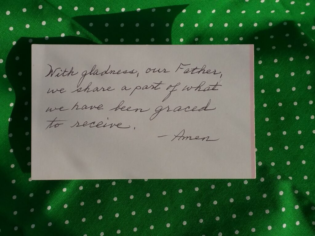 a prayer on scratch paper by my mother