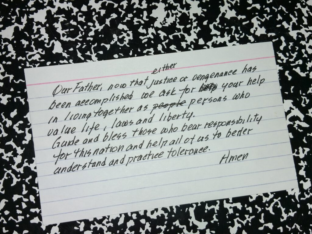 index card on composition book
